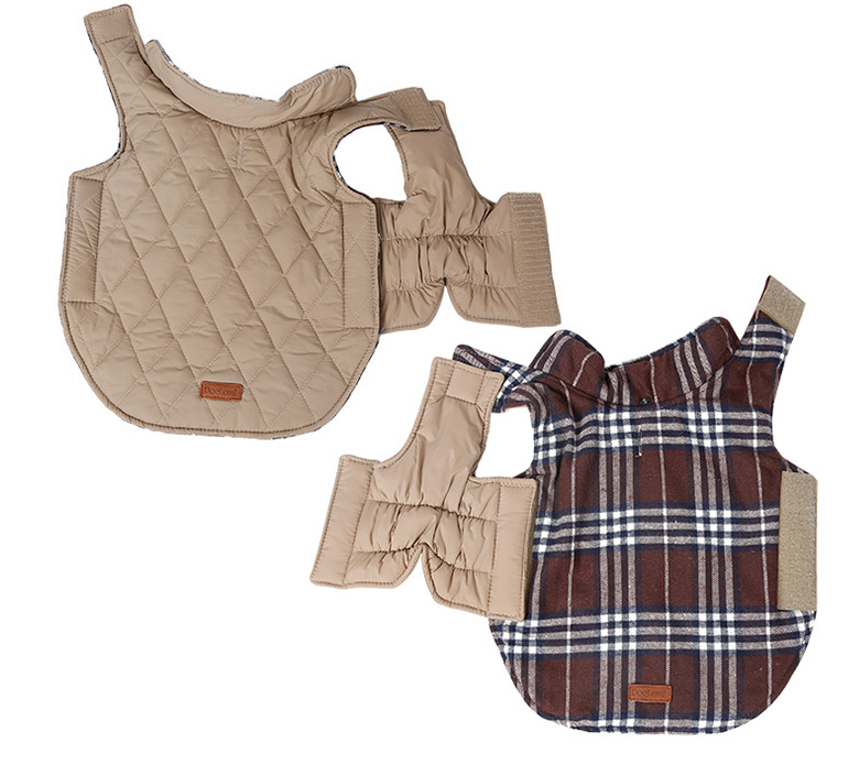 Waterproof Reversible Plaid Dog Jacket for Pets
