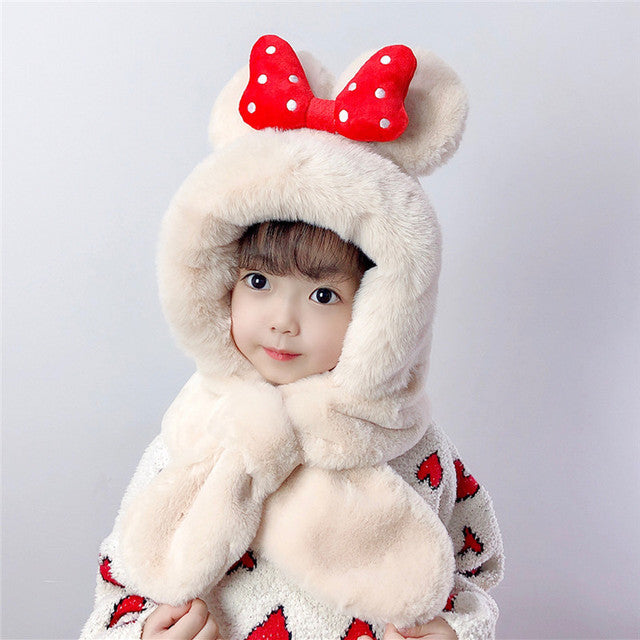 Thick Warm Children's Scarves and Hats with Cute Designs