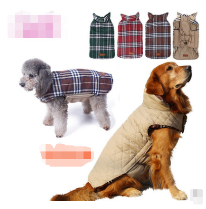 Waterproof Reversible Plaid Dog Jacket for Pets