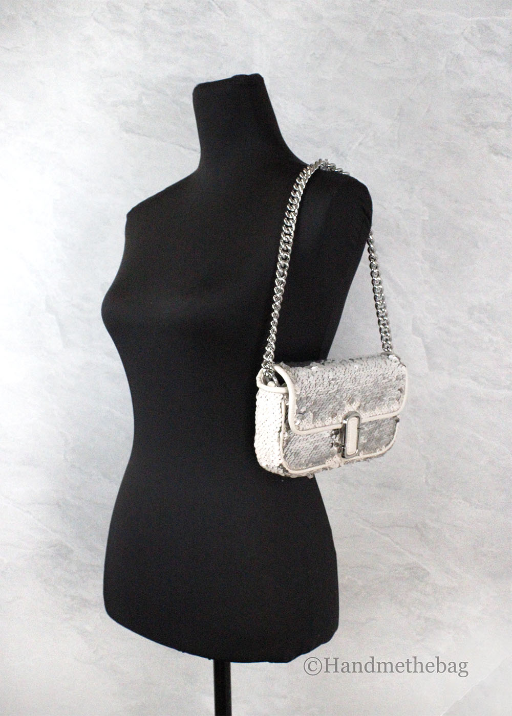 Marc Jacobs The Mini J Marc Shoulder Cream Sequined Bag